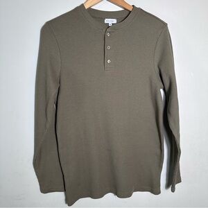 Olive Long Sleeve Henley Shirt